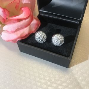Silver Druzy Stone Stud Earrings